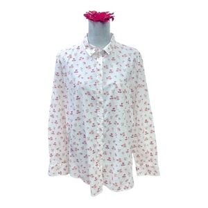 Fat Face Shirt Size 14 Dark Pink and Tan Floral
Print Button Front 100% Cotton